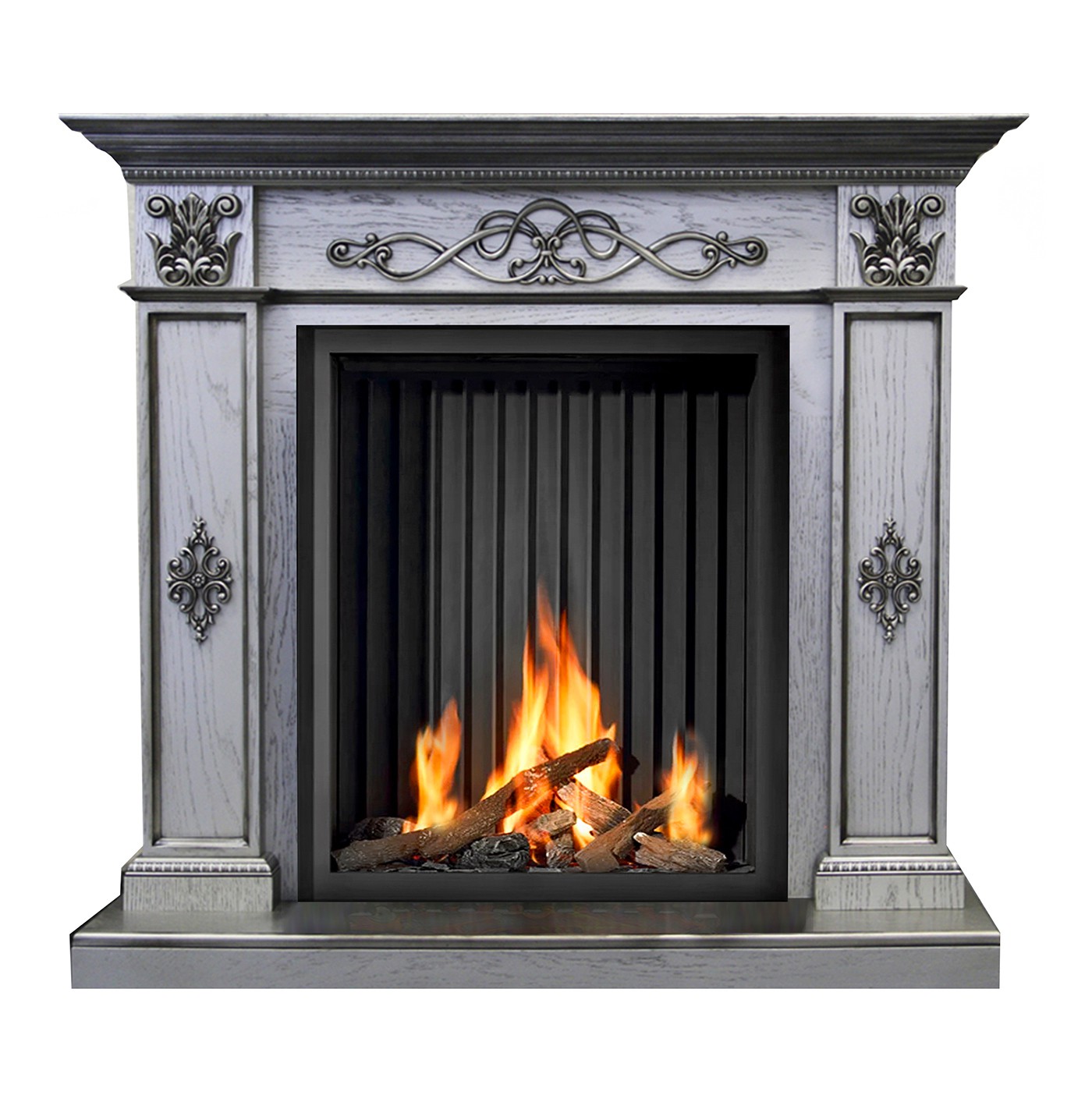 Silver Wooden Fireplace
